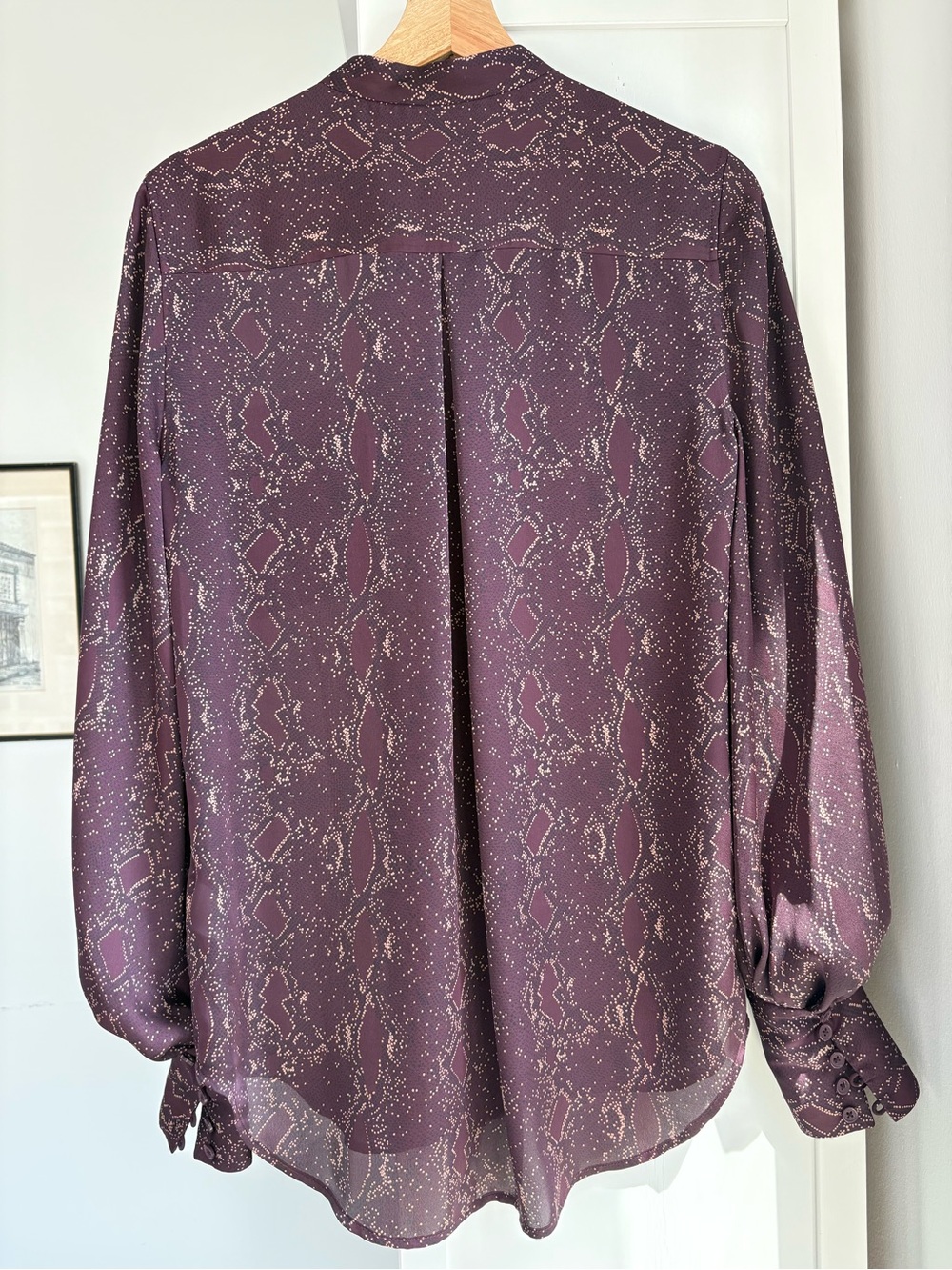 Equipment Signature SilkySnake Print Blouse Small Burgundy Long Sleeve - Picture 8 of 12